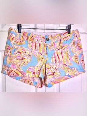 Lilly Pulitzer Walsh Shorts Tini Bikini Fish Print Size 4 Cotton